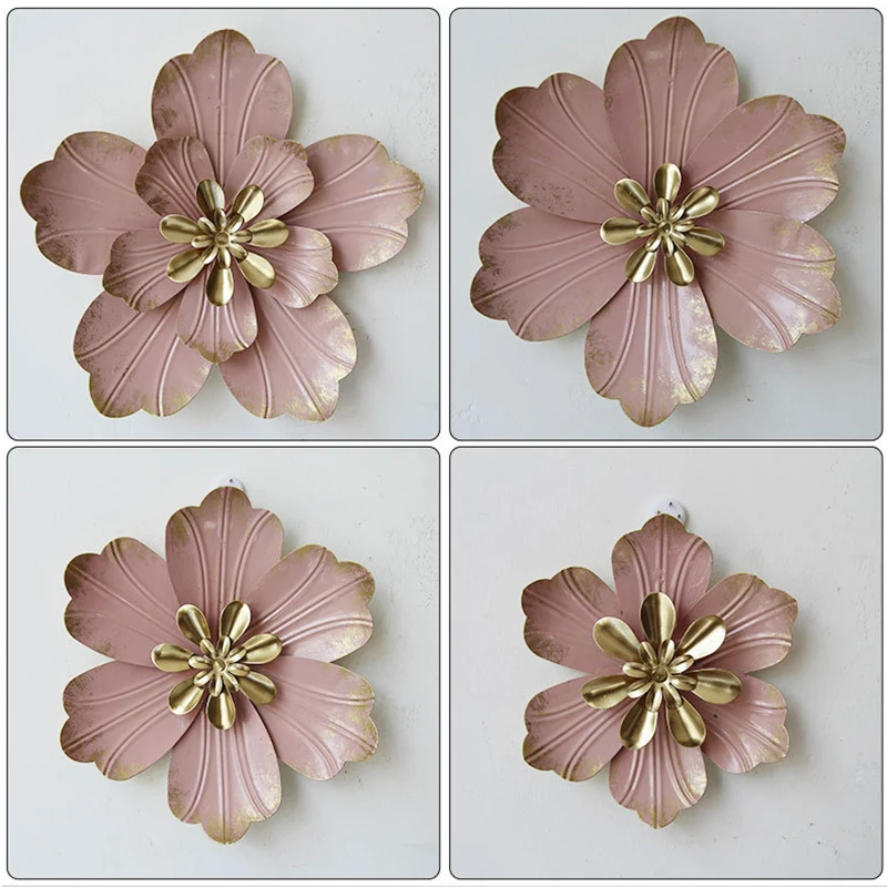 Iron DIY Bionic Fake Flower Pendant Home Living Room House Indoor Metal Wall Art Decoration Retro Pastoral Rustic Accessories metal flower wall decoration wall art decor wall hanging pendant metal diy accessories