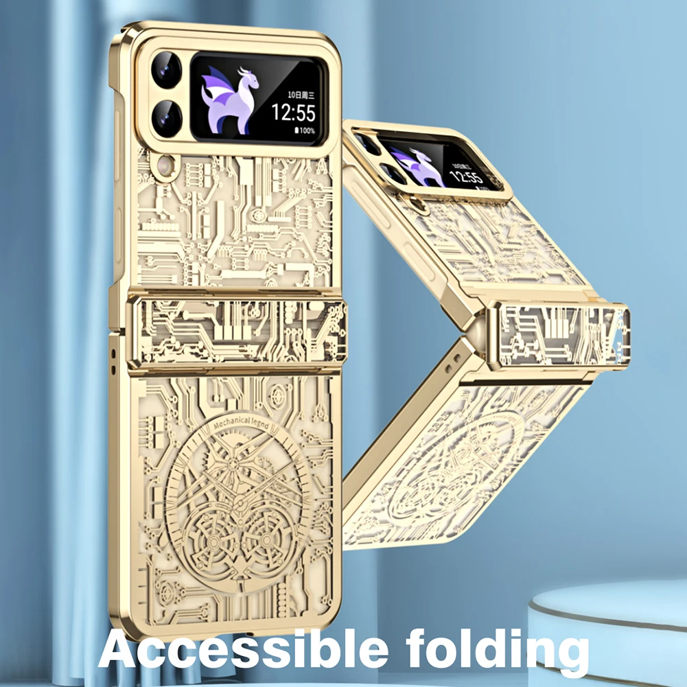 For Galaxy Z Flip 5 ins New Circuit Pattern Case for Samsung Z Flip 4 Z  Flip3 ZFlip 5 Z Flip4 Flip5 Clear Acrylic Plating Cover - AliExpress