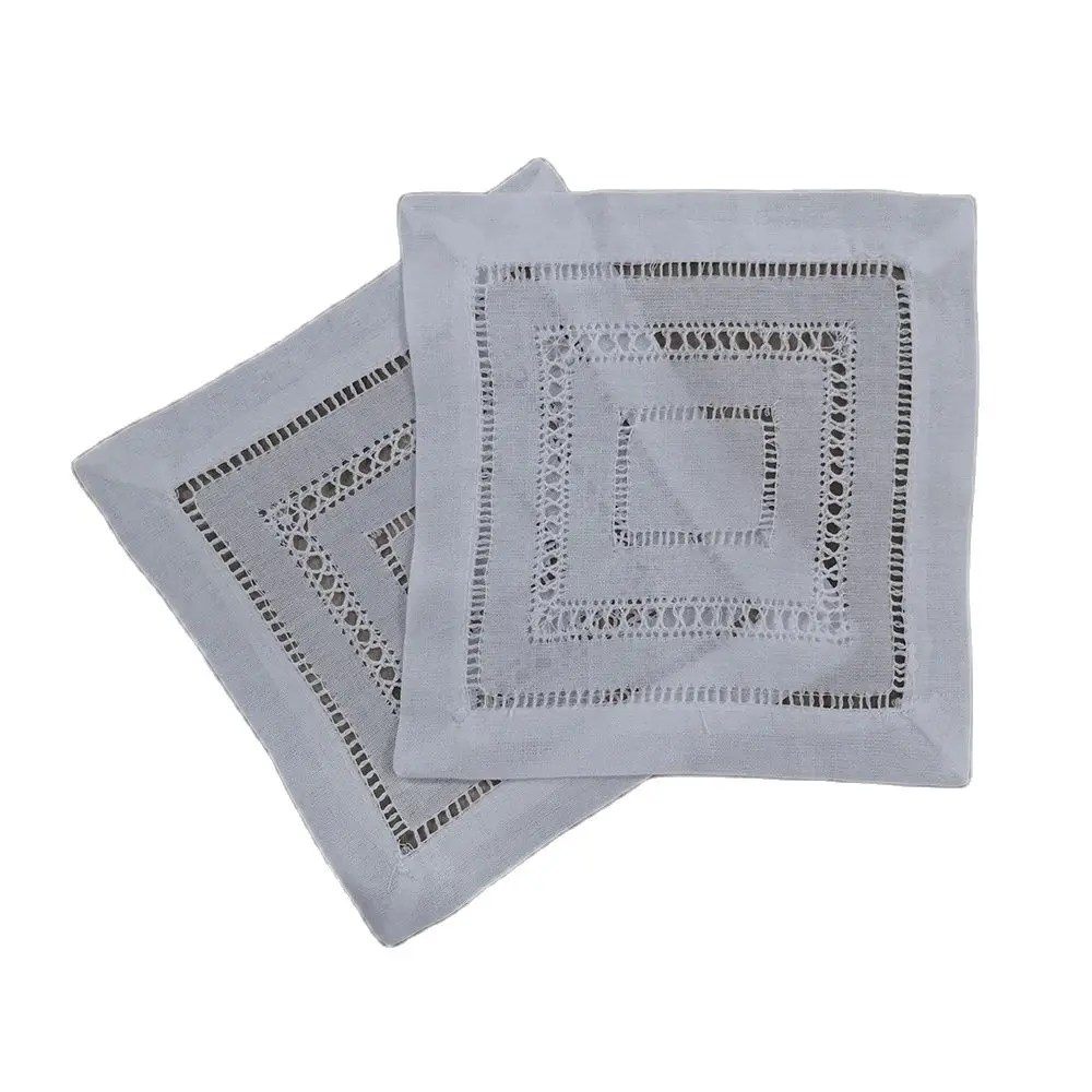 

N106-6 Wedding Christmas decoration 600PCS White Ramie Cotton Cloth 6" X 6" Drawn thread work Cocktail Napkins