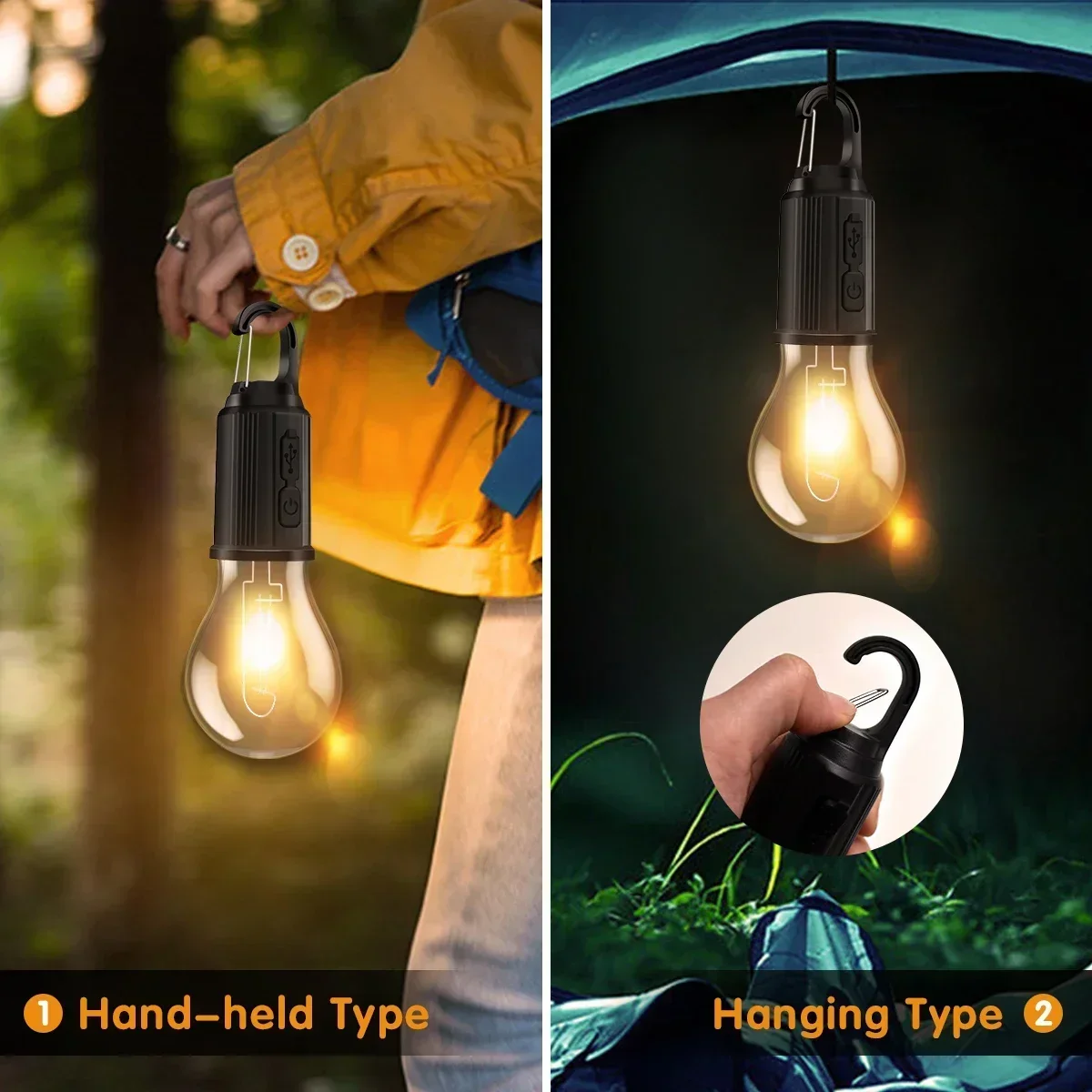 Outdoor USB Rechargeable LED Emergency Light Portable Camping Lantern