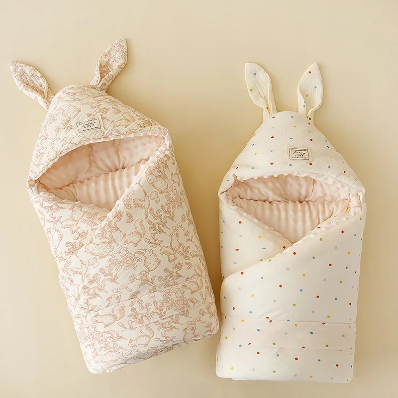 Newborn crepe bean blanket junior high school fall and winter quilt delivery room rabbit ears and cotton quilt cotton blanket,cotton gauze blanket