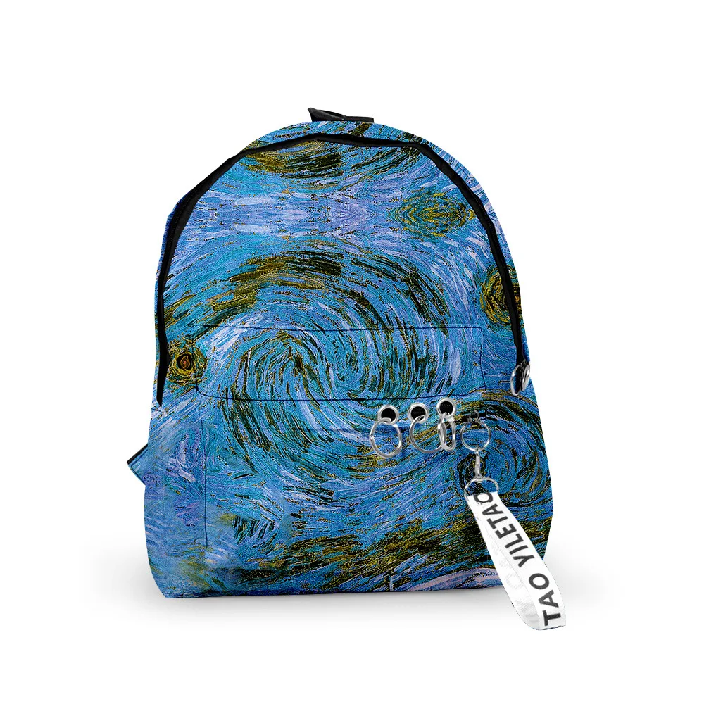 Classic Colourful Tie-dye Backpacks Boys/Girls pupil School Bags 3D Print Keychains Oxford Waterproof Cute Small Backpacks