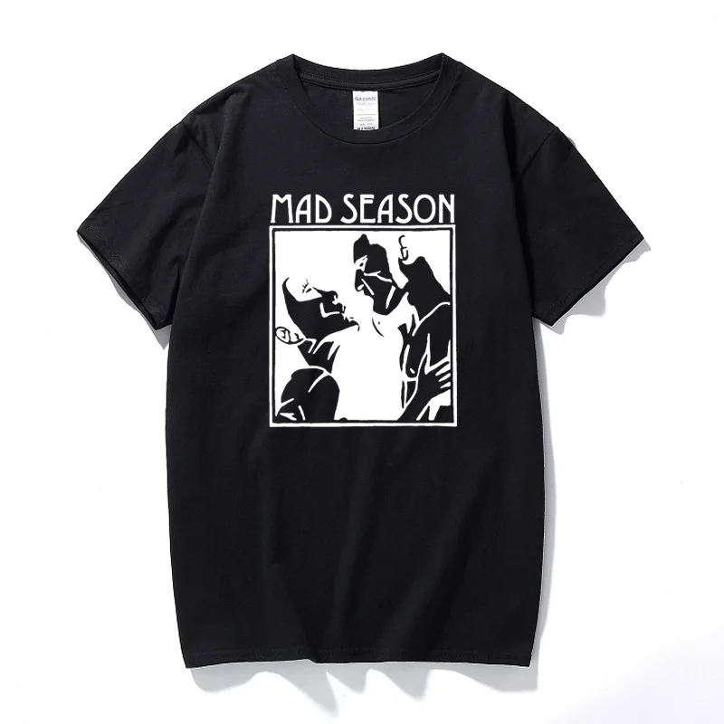 Летняя мужская футболка надпись &quotMad Season&quot &quotгранж&quot &quotРок&quot &quotАлиса в цепях