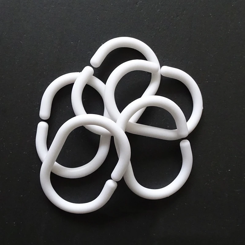 12Pcs/Set Shower Curtain C-Shape White Hooks Bathroom Curtain DIY Hooks Loop Clip Glide Convenient Replacement Accessories shower curtain clips