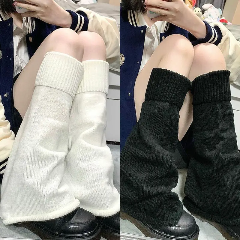 

Lolita Knitted Wide Leg Socks for Warm Y2K Girls Pair with Calf Covers for Winter Leg Warm Woolen Knitted Leg Socks