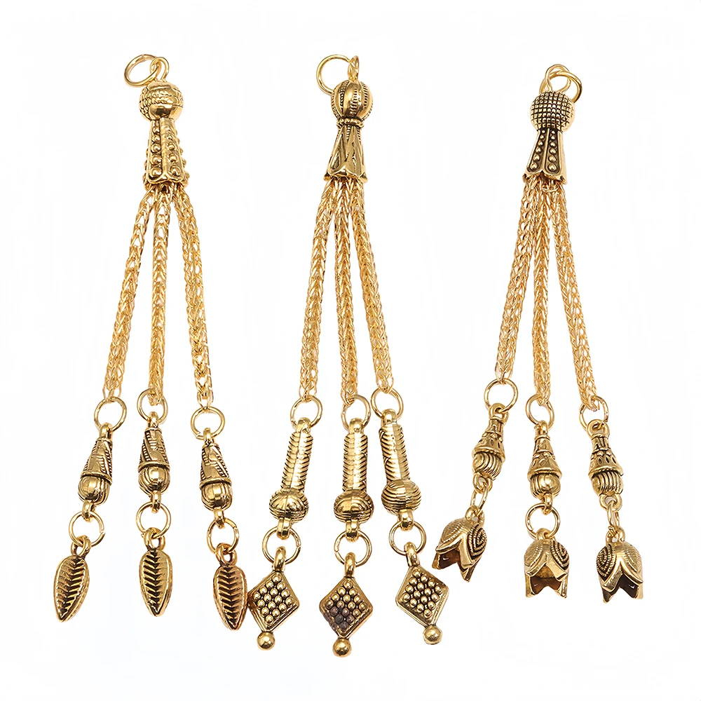 3 Teile/los Alte goldene Mond Sterne Wolf Gebet 33 Quaste Anhänger Für DIY Handgemachte Gebet Perle Stecker Zubehör Entdeckt – Detail 15