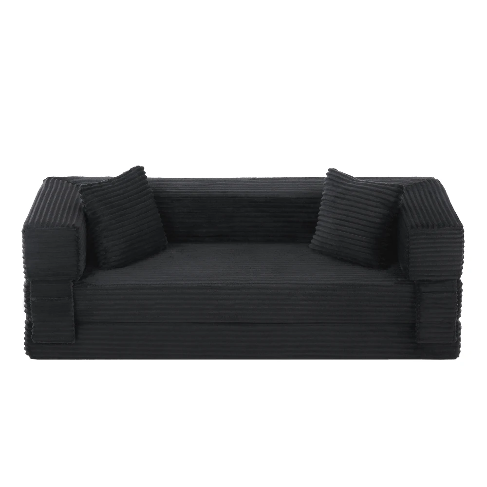 Modernes Cord-Sofa im modischen Look, zweilagiges, einzigartiges Design, umwandelbar in ein Bett, ideal für Apartments und große Räume. – Detail 15