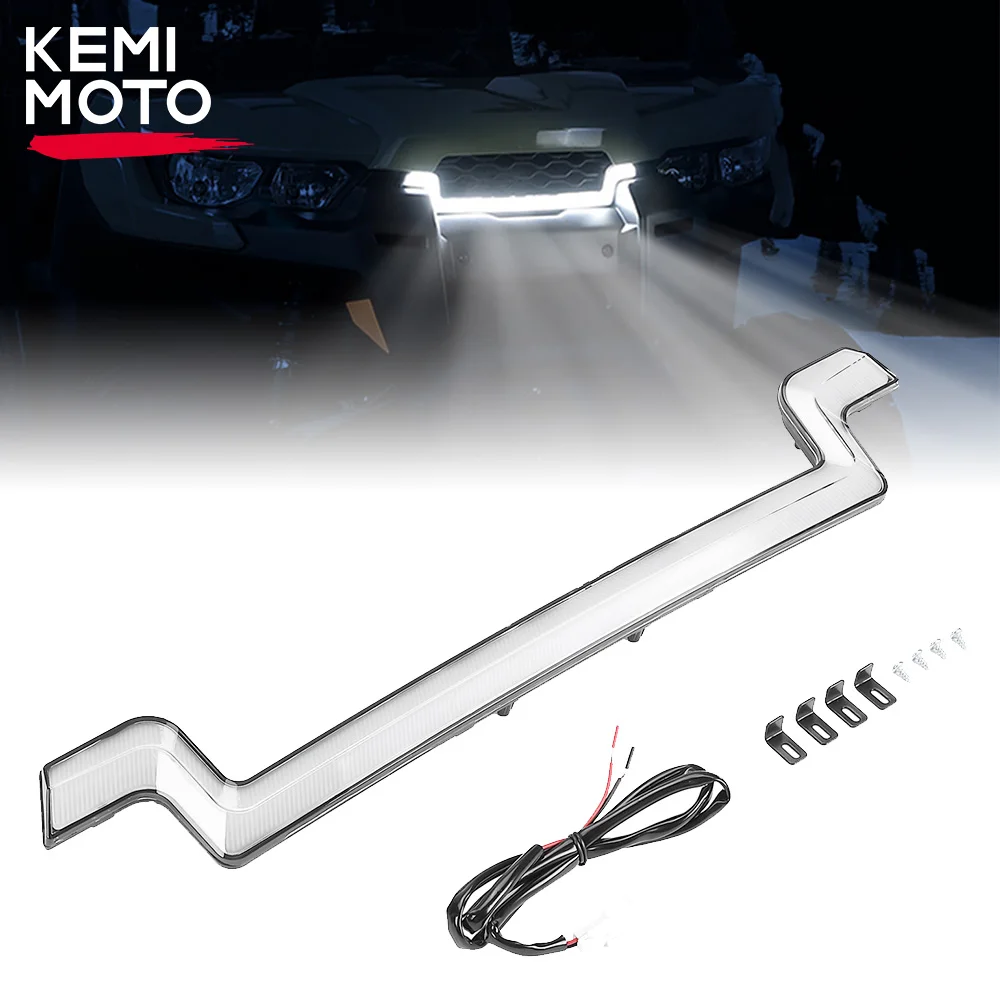 KEMIMOTO UTV Grille Vehicle Headlight Front Fang LED Light Compatible with Can-Am Defender HD5 HD8 HD10 Max 2016-2019 2017 2018 kemimoto utv led turn single fang lights compatible with honda talon 1000r 1000x 4 1000x 4 2019 2023 front grille accent lamp