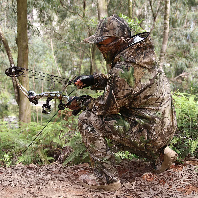 Bionic Camouflage Suit, Tactical Suit, Sniper Ghillie Cotton Camouflage Hunting Overalls, Mosquito Protective