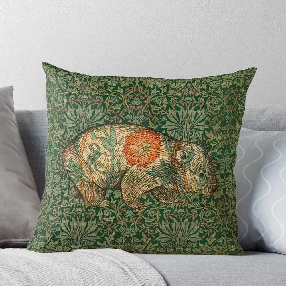 

Rossetti's Wombat in Green Flower Garden Throw Pillow Cushion Cover For Sofa Rectangular Cushion Cover