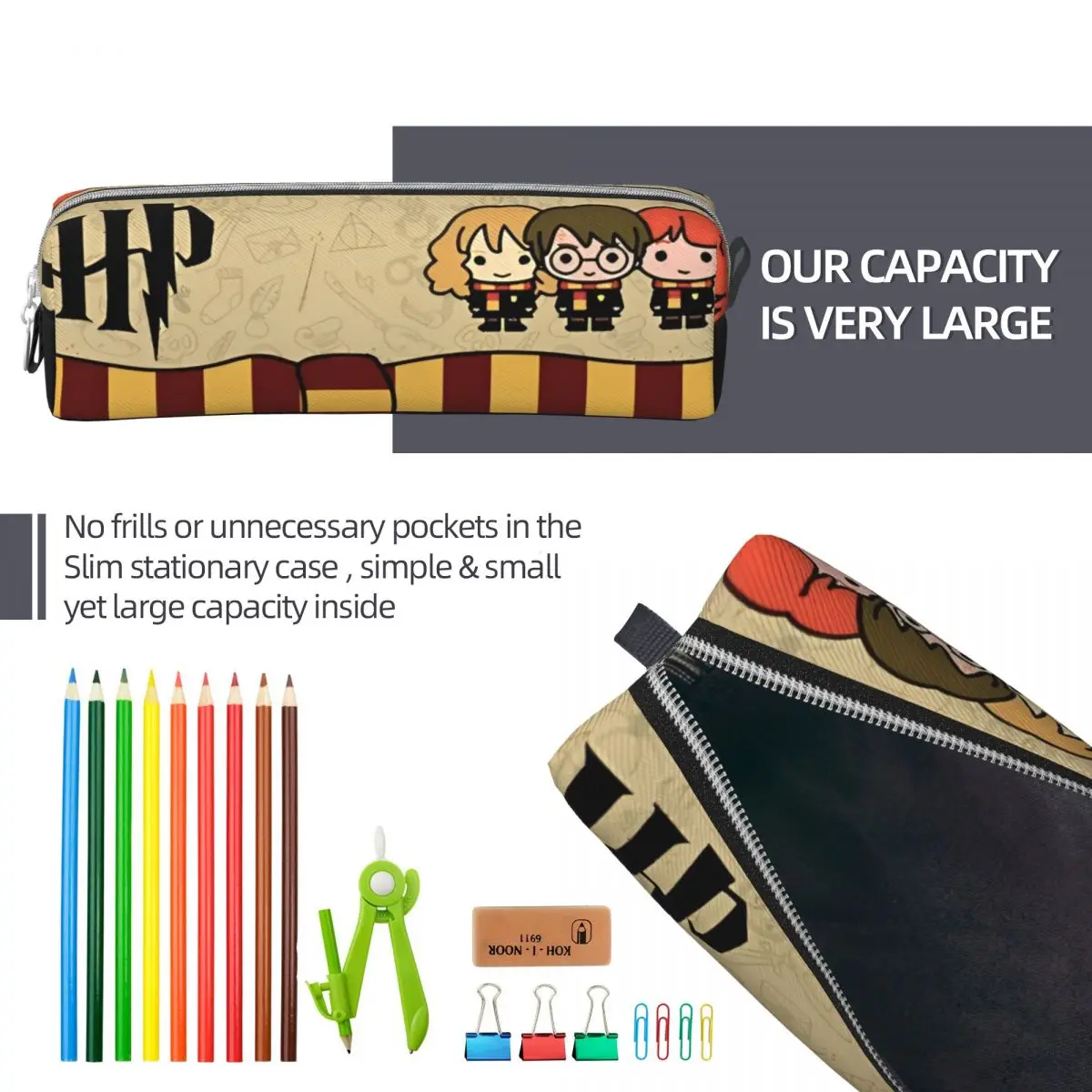 Harrys Potters Magic Pencil Cases Pencilcases Pen Box for Student Large Storage Pencil Bags School Supplies Zipper Stationery 6