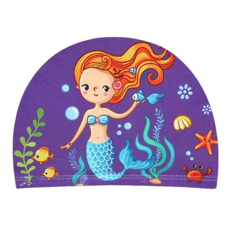 Children Waterproof Swimming Caps Protective Ears Long Hair Sports Swim Pool Hat Cartoon Swimming Caps for Kids New Cute Anime