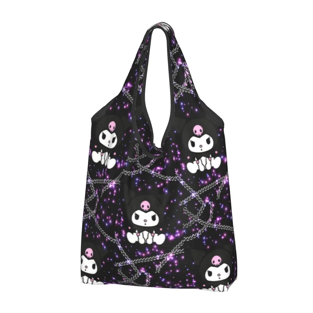 

Custom Kawaii Printed Kuromi Sanrio Anime Tote Shopping Bags Portable Shopper Shoulder Handbag