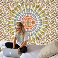 VIKAMA Mystic Moon Wheel Mandala Tapestry, Psychedelic Bedroom Wall Art, Enchanted Night Sky Art for Meditation and Yoga Spaces - Image 5