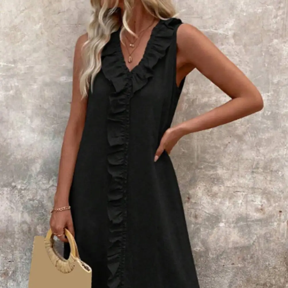 Women's Summer Casual Sleeveless V Neck Maxi Dress 2025 Spring Flowy A Line Beach Vacation Sundress With Pockets