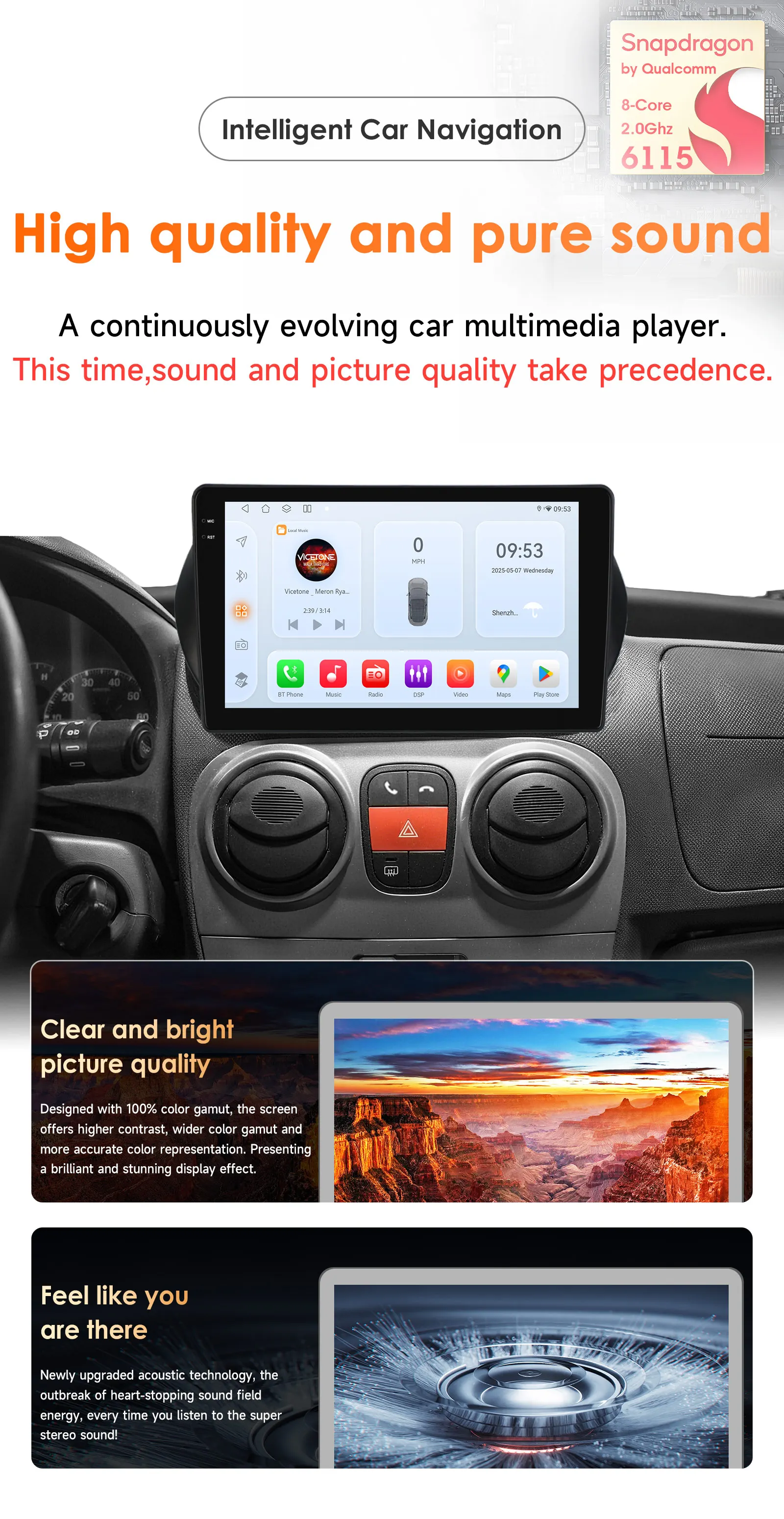 Hizpo 2Din Android 14 Autoradio Für Fiat Fiorino Qubo Citroen Nemo Peugeot Bipper 2008-2017 Auto Multimedia GPS 4G Carplay 6115 – Detail 2