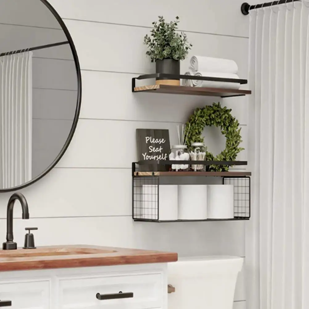 Black And White Wall-mounted Grid Storage Rack Shower Kitchen Bedroom  Storage Basket Sturdy And Convenient Bathroom Organizer - Bathroom Shelves  - AliExpress