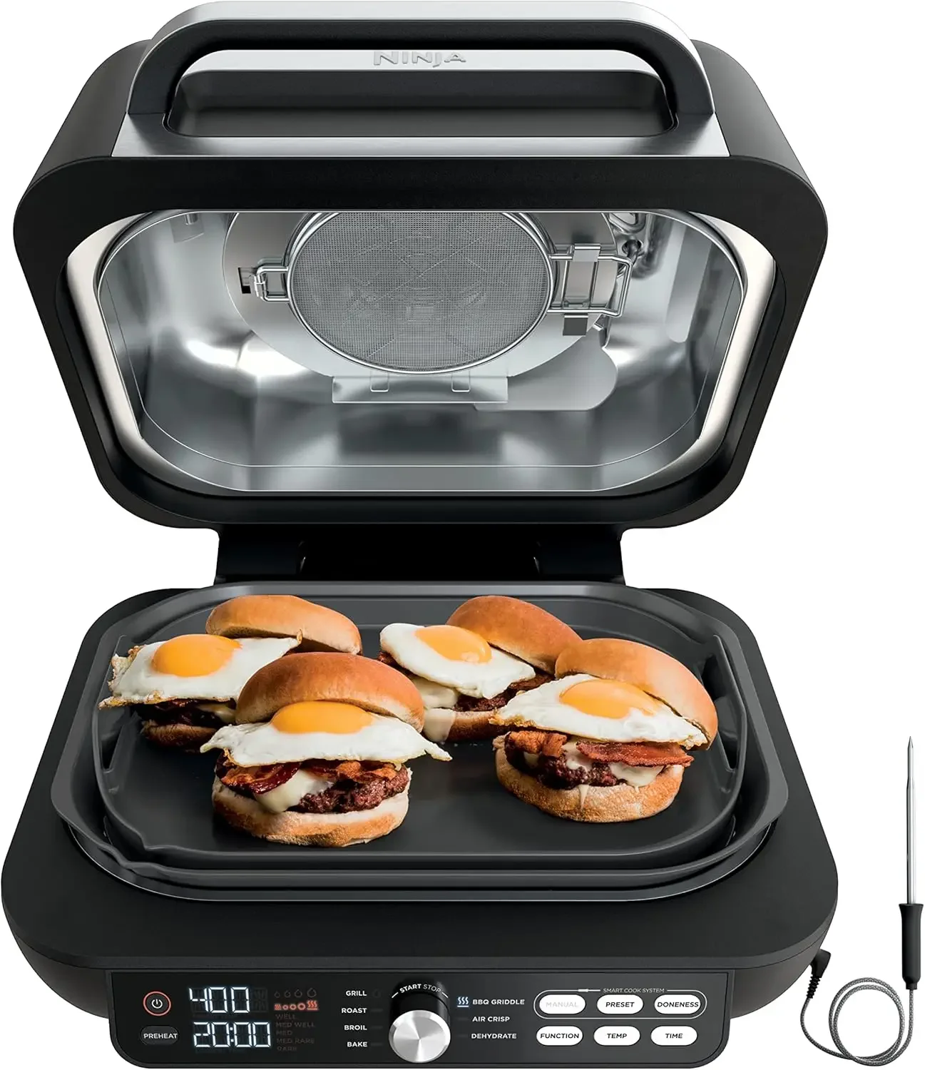 IG651 Foodi Smart XL Pro 7-in-1 Indoor Grill/Griddle Combo use Opened or Closed Air Fry Dehydrate & More
