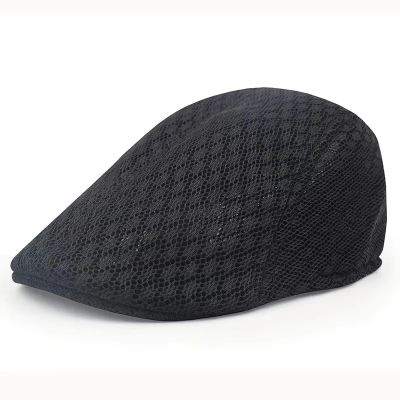 Mesh Hat Men newsboy hat newsboy cap breathable hat beret hat Newsboy Flat Cap Simple Plain Color Mesh Cap Breathable Summer Hunting Driver Golf Beret Hat
