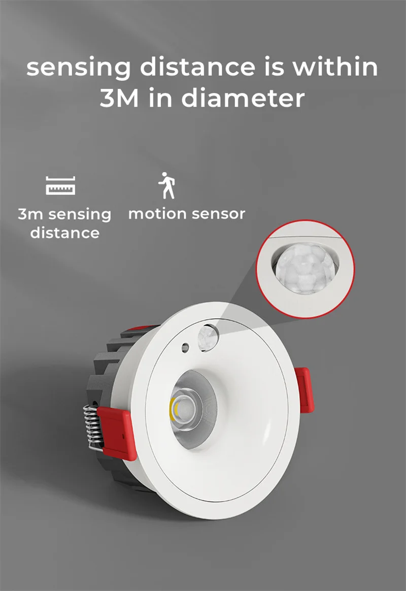 Description Picture 4 of itemEmbedded PIR Motion Sensor Spotlight COB Radar Infrared Downlight For Entrance Corridor Aisle Living Room Opening 75mm AC85-265V