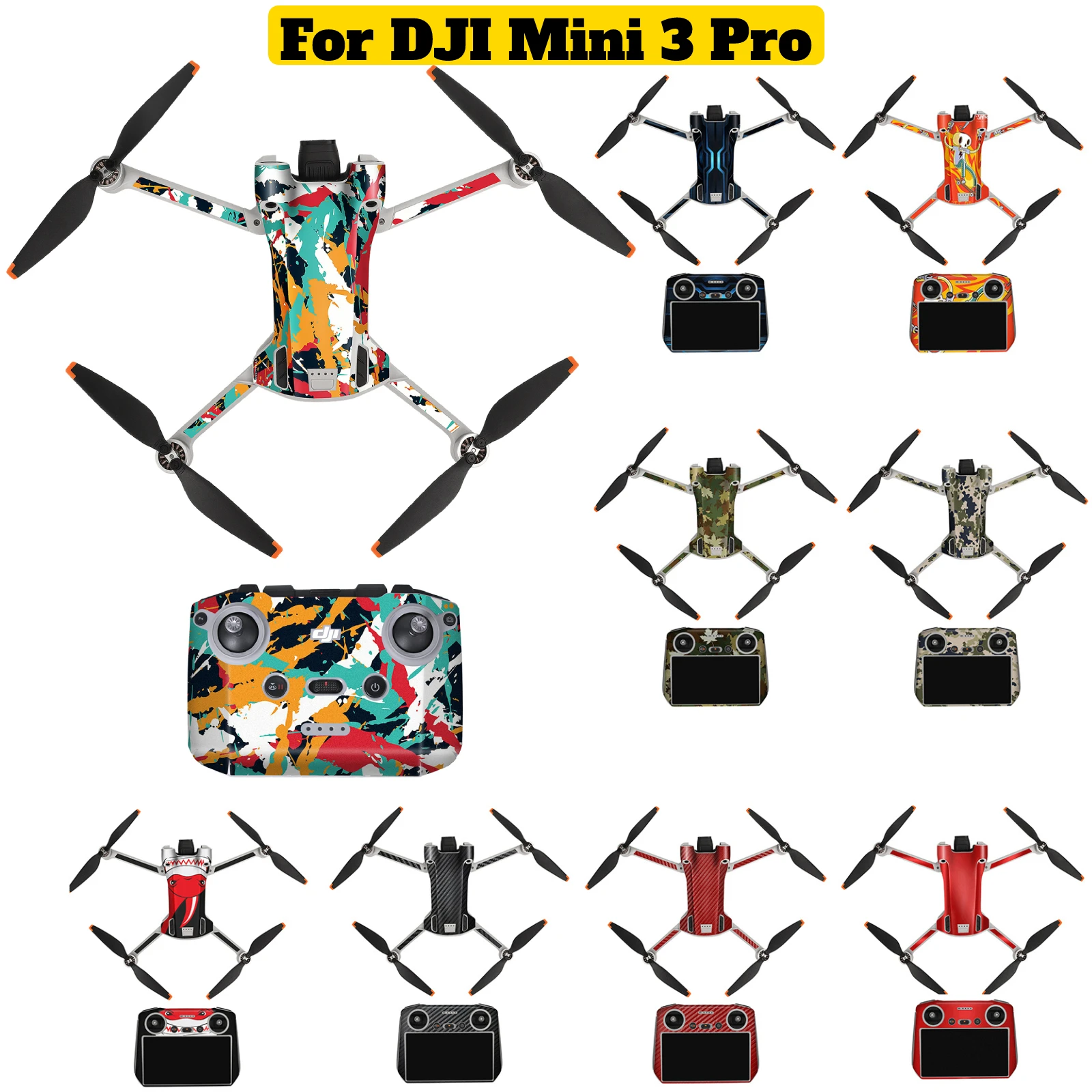 Sticker Skin For DJI MINI 3 Pro Stickers Protector Waterproof PVC Sticker Drone Body Skin Protective Arm Drone Accessories drone accessories