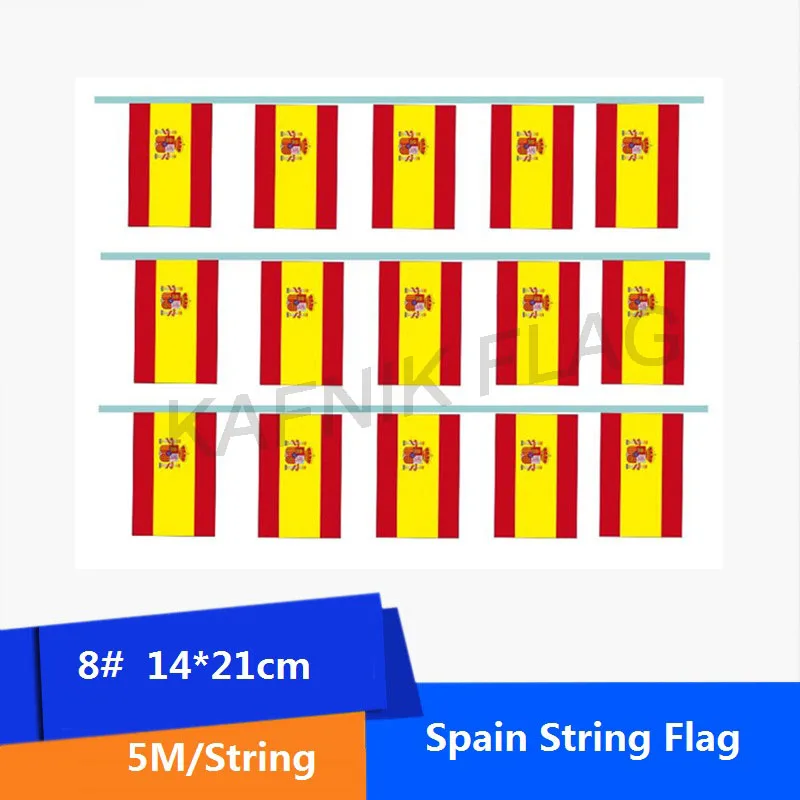KAFNIK, 5 meter 20 gesichter 14*21CM Spanien String Flagge Banner Bar Für Party Dekoration/World Event Karneval decor