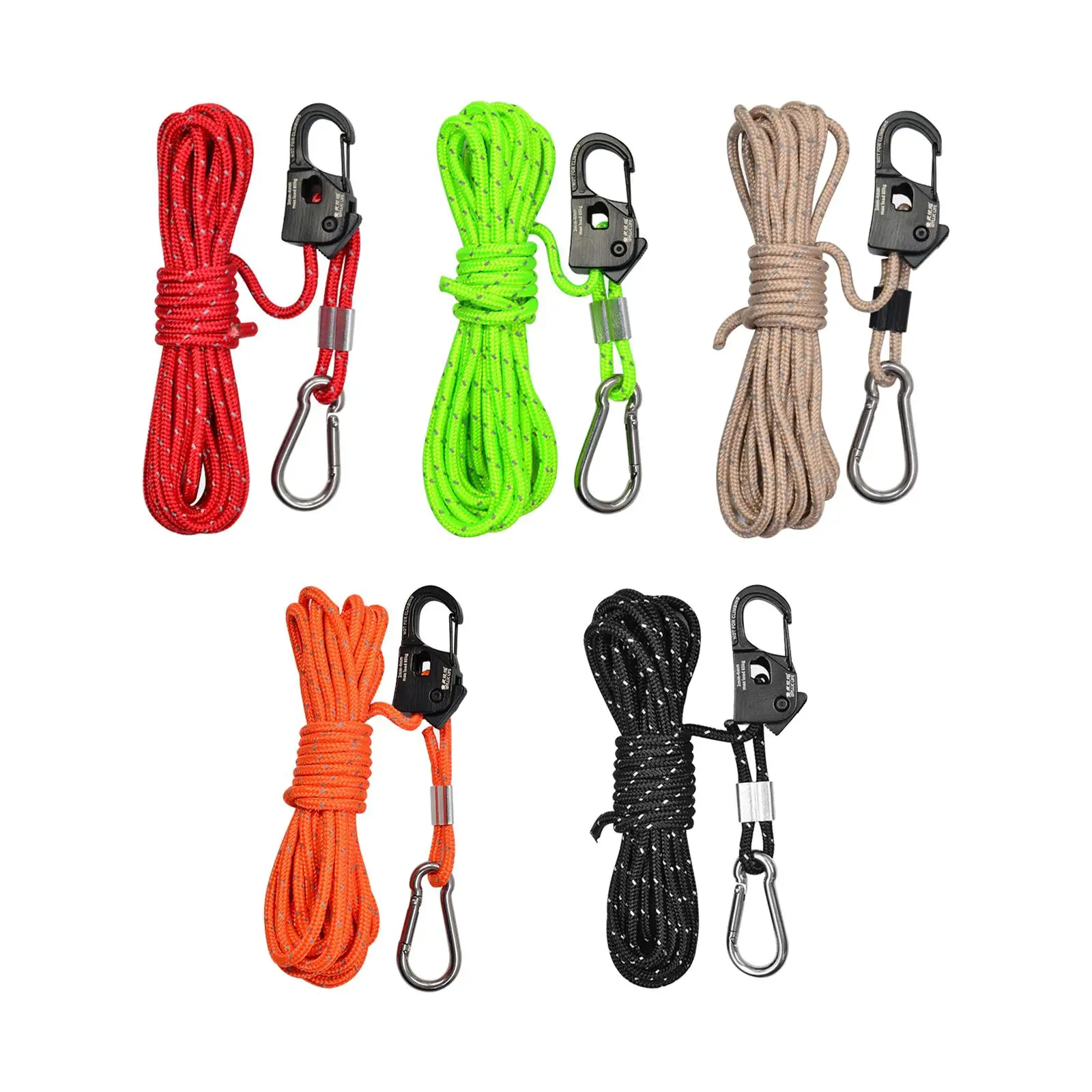 4mm Tent Guy Rope with Self-Locking Adjuster, Sturdy and Durable, 13ft Length,