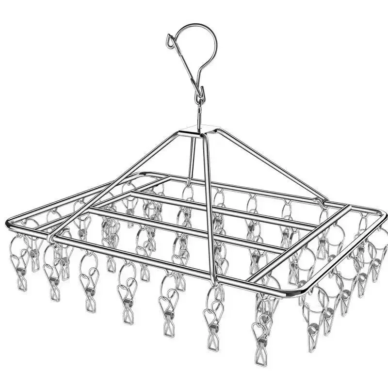 Stainless Steel Clothespins Clothes Drying Rack Windproof Laundry Hanger Clothesline Sock Towel Bra Dryer