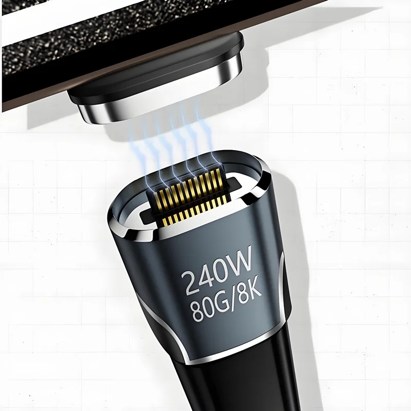 High-Speed Magnetic USB-C Adapter - 240W, 80Gbps Data Transfer, 8K Video & Fast Charging Compatibility