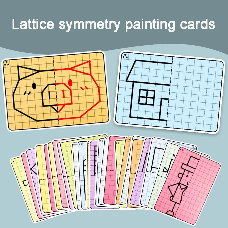 Kids Lattice Symmetrical Drawing Graphics Puzzle Toys Creative Concentration Train Tracing Painting Cards Children Teaching Aids 2
