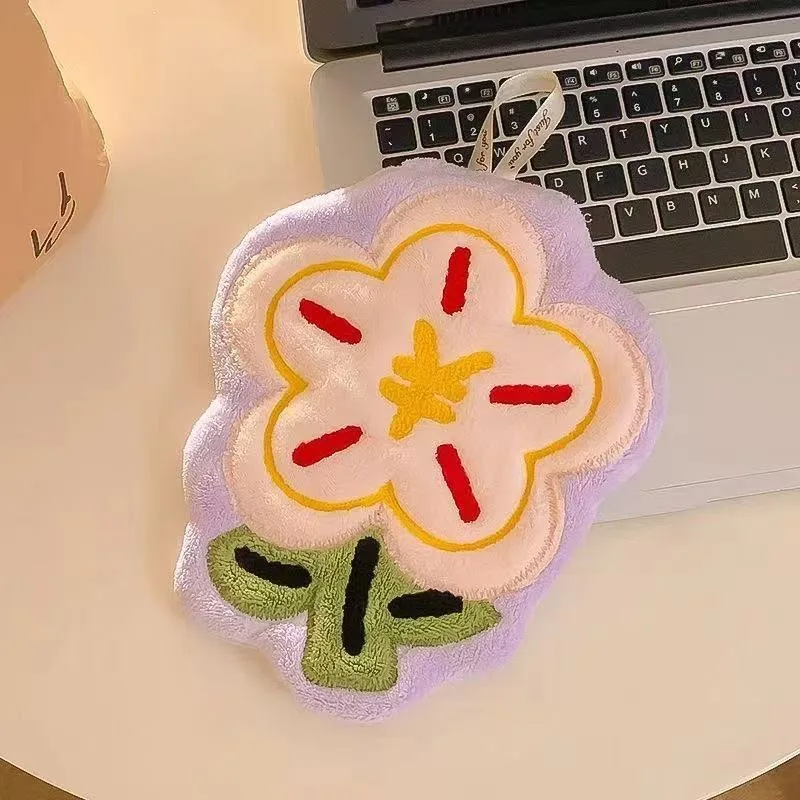 New Flower Shape Hand Towel Super Absorbent Cleaning Cloth Bathroom Kitchen Hanging Hand Wipe Thicken Handkerchief Dishcloth LIJ