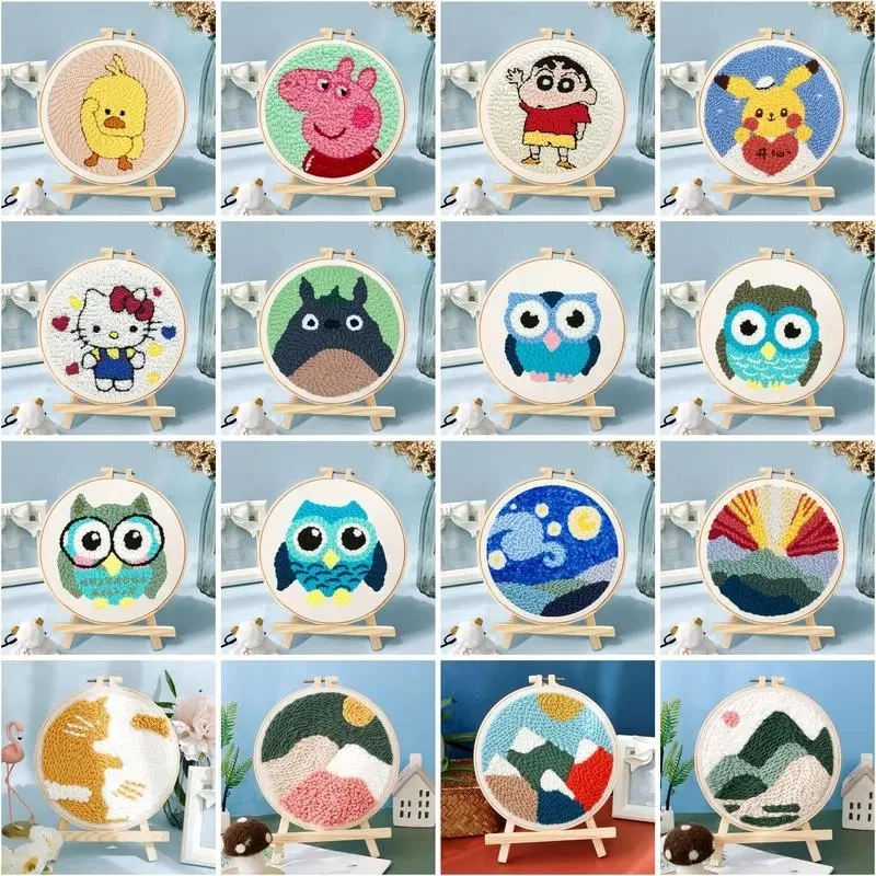 Chenistory Punch Needle Ricamo Starter Kit Punch Needle Kit Animal Pattern Penna Da Ricamo Per Adulti Bambini Principianti