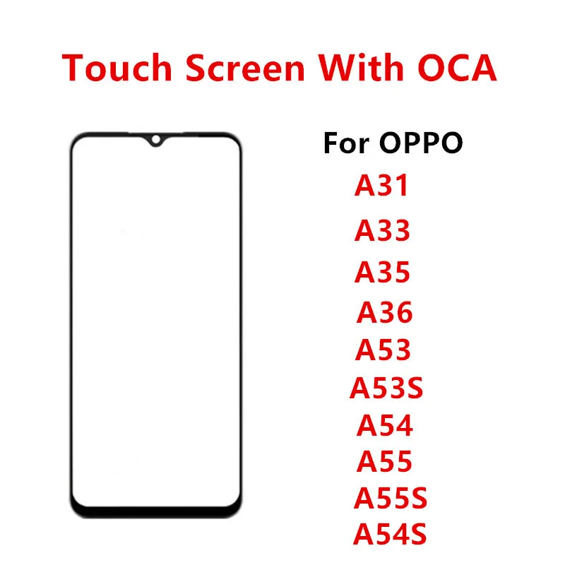Внешнее стекло для OPPO A31 A33 A35 A36 A53 A54 A55 A55S A54S, сенсорный экран, передняя панель, ЖК-дисплей, запасные части OCA