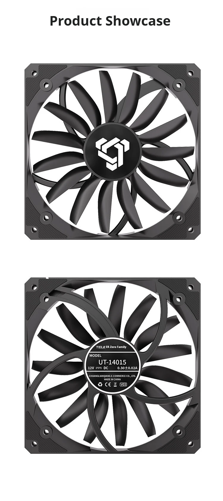 UT-14015 140mm PC Cooling Fan, PWM 300-1100RPM, 15 blades, Equipped with FDB Bea
