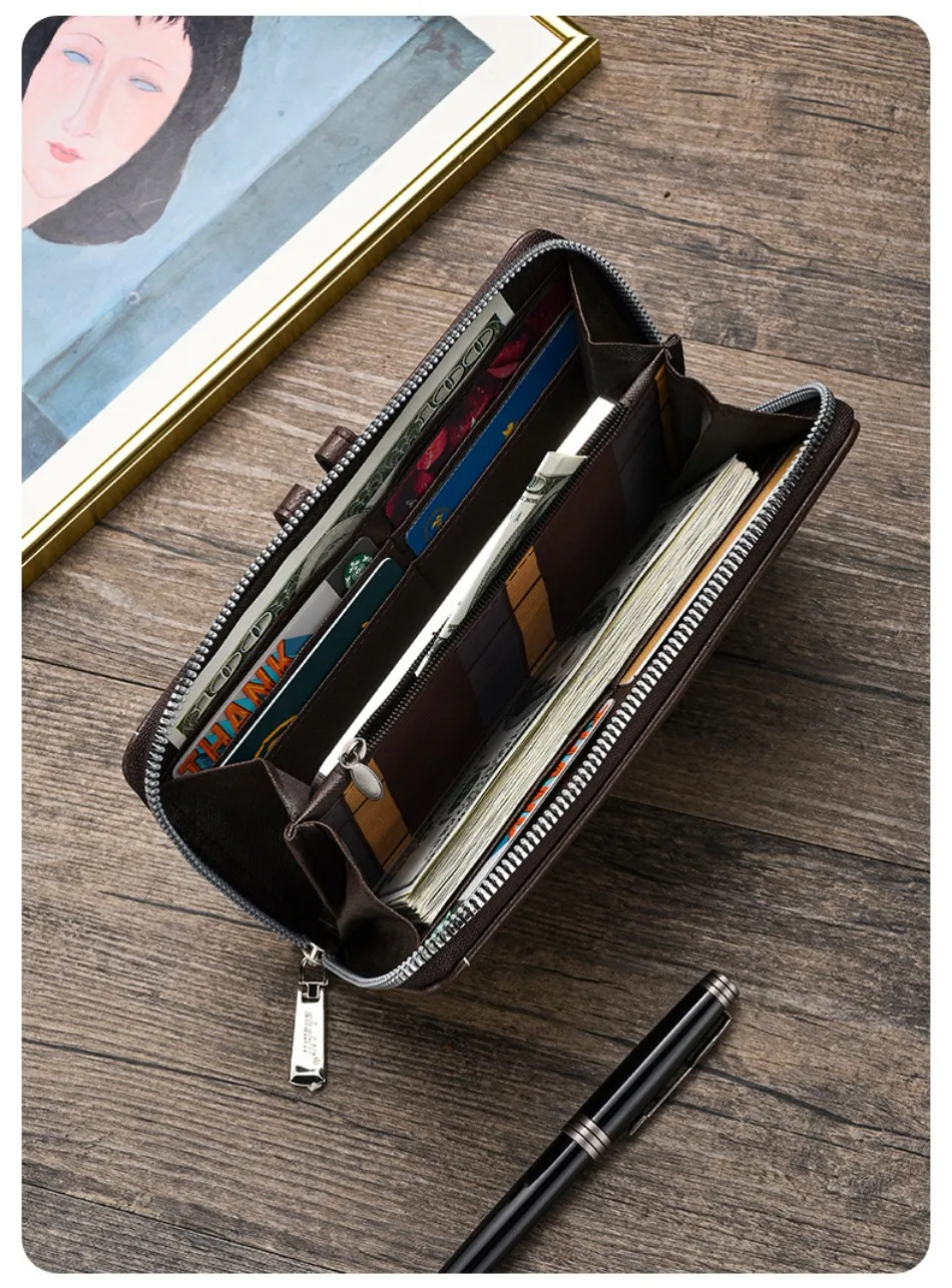 New Men's Long Wallet, Zipper, Multi-card Position Clutch Bag, Casual Large-capacity Mobile Phone Wallet, Change Bag