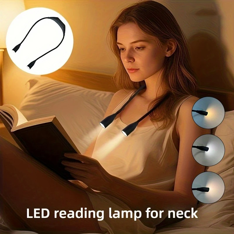 Portable LED Neck Reading Light,360° Flexible Book Lamp,Hands Free Night Light for Reading in Bed,Strong Brightness Study Lamp