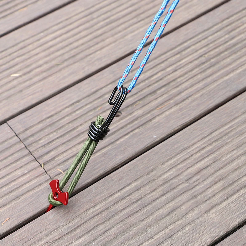Bungee Straps Elastic Binding Rope Bungee Cord Hooks 4pc Outdoor Tent Elastic Rope Bungee Cords with Hook Camping Canopy Tarp Tent Fixed Binding Tensioning Belt Hook Cord Fastener