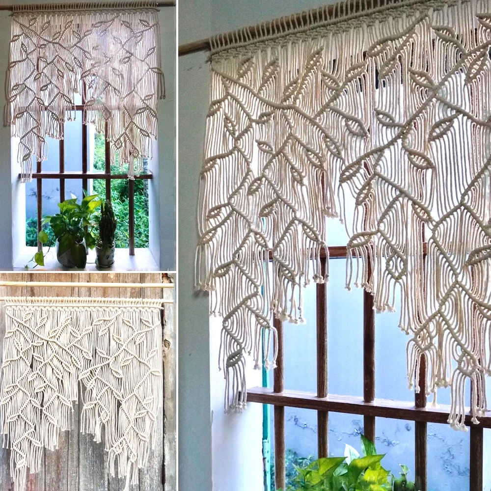 

Nordic Style Room Decoration Hand-Woven Tapestry Home Wall Pendant Leaves Curtain