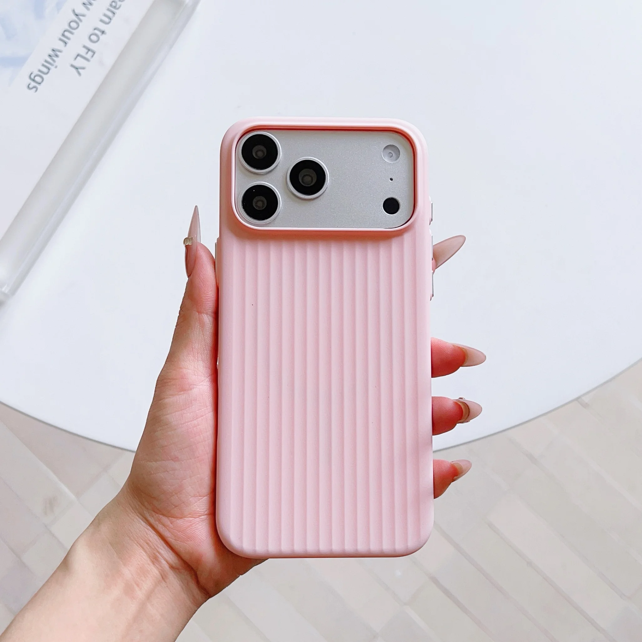 Slim Matte Striped Minimalist Luxury Phone Case with Wireless Charging & Shockproof Protection