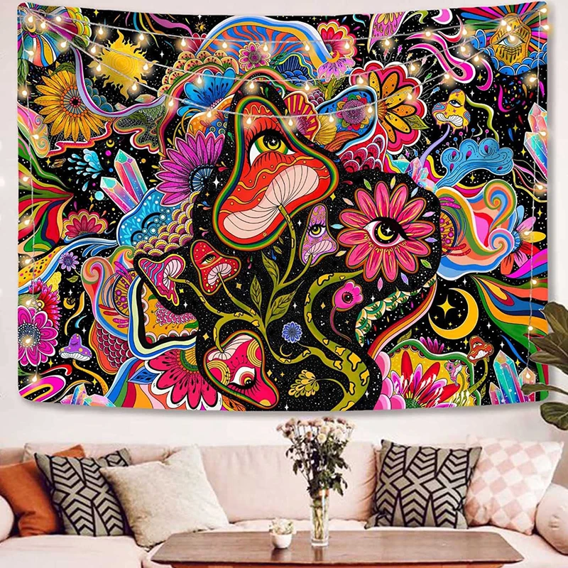 Psychedelic Mushroom Tapestry Divination Psychic Wall Hanging