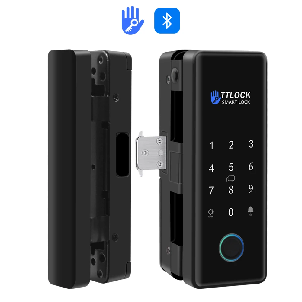 Fingerprint Glass Lock Bluetooth TTLOCK APP Smart Glass Door Lock ...