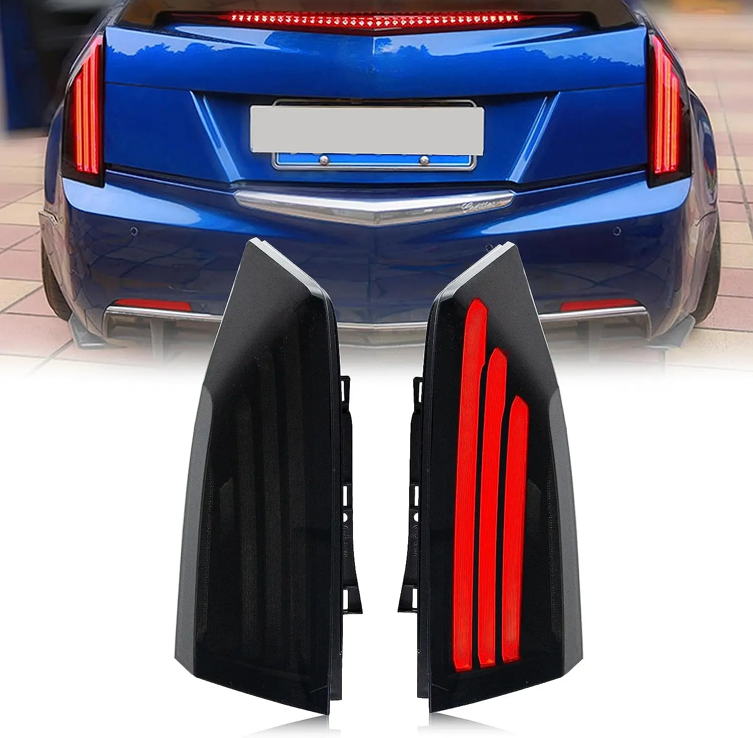 

LED Tail Lights for Cadillac ATS 2014-2020 ATS-V Start-up Animation Sequential Turn Signal Rear Lamps Assembly