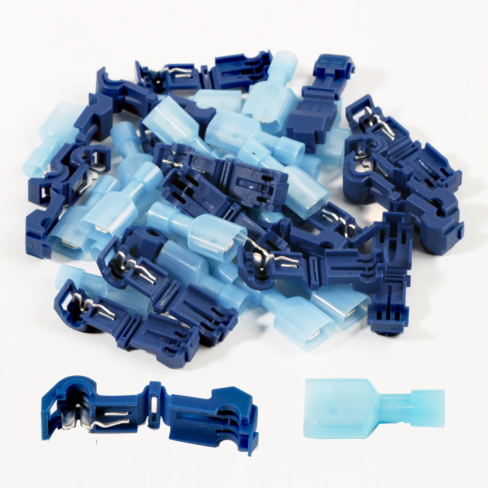 T Tap Quick Cable Connectors Self-stripping Electrical Snap Wire Splice Lock Terminals Crimp 60pcs