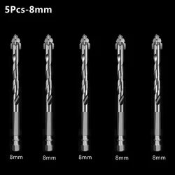 Titanium Steel Hex Masonry Drill Bit Set for Glass, Ceramic, Concrete, and Brick (5Pcs - 8mm)