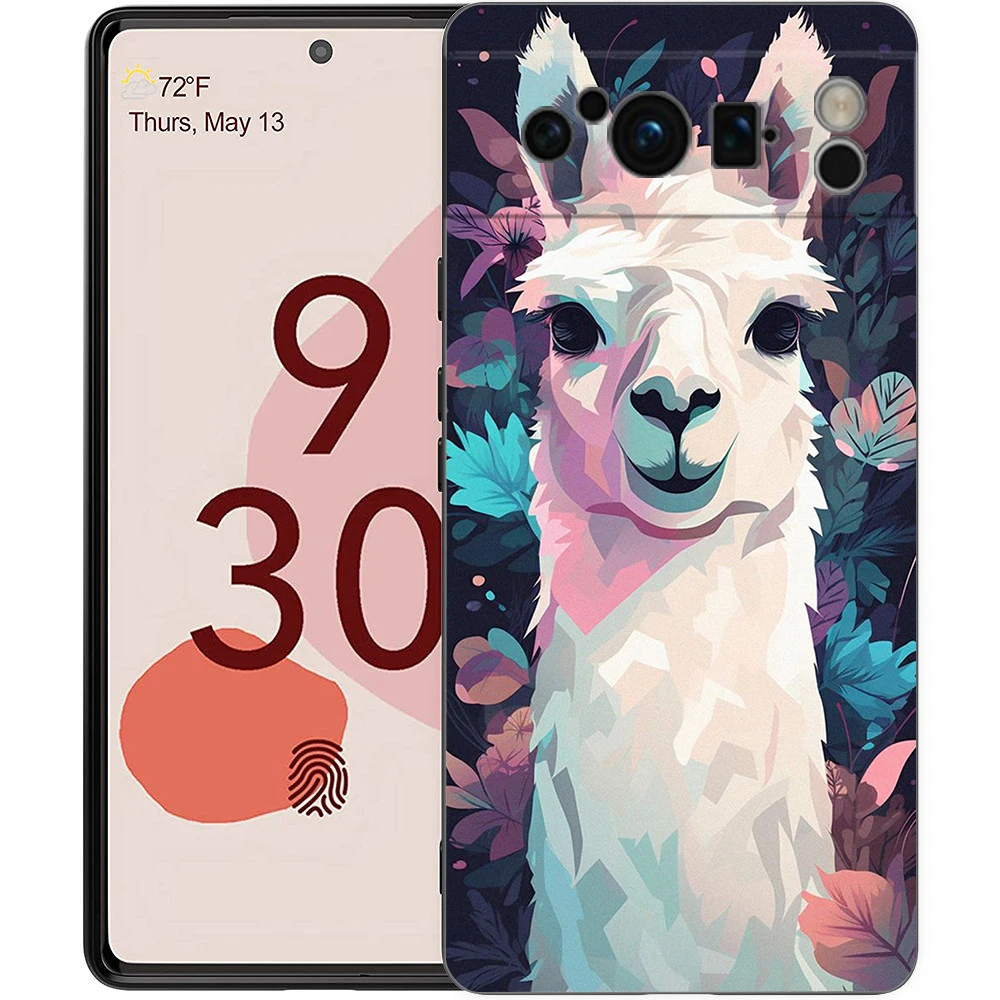 Adorable Kawaii Alpaca Silicone Shockproof Phone Case - Black Cover