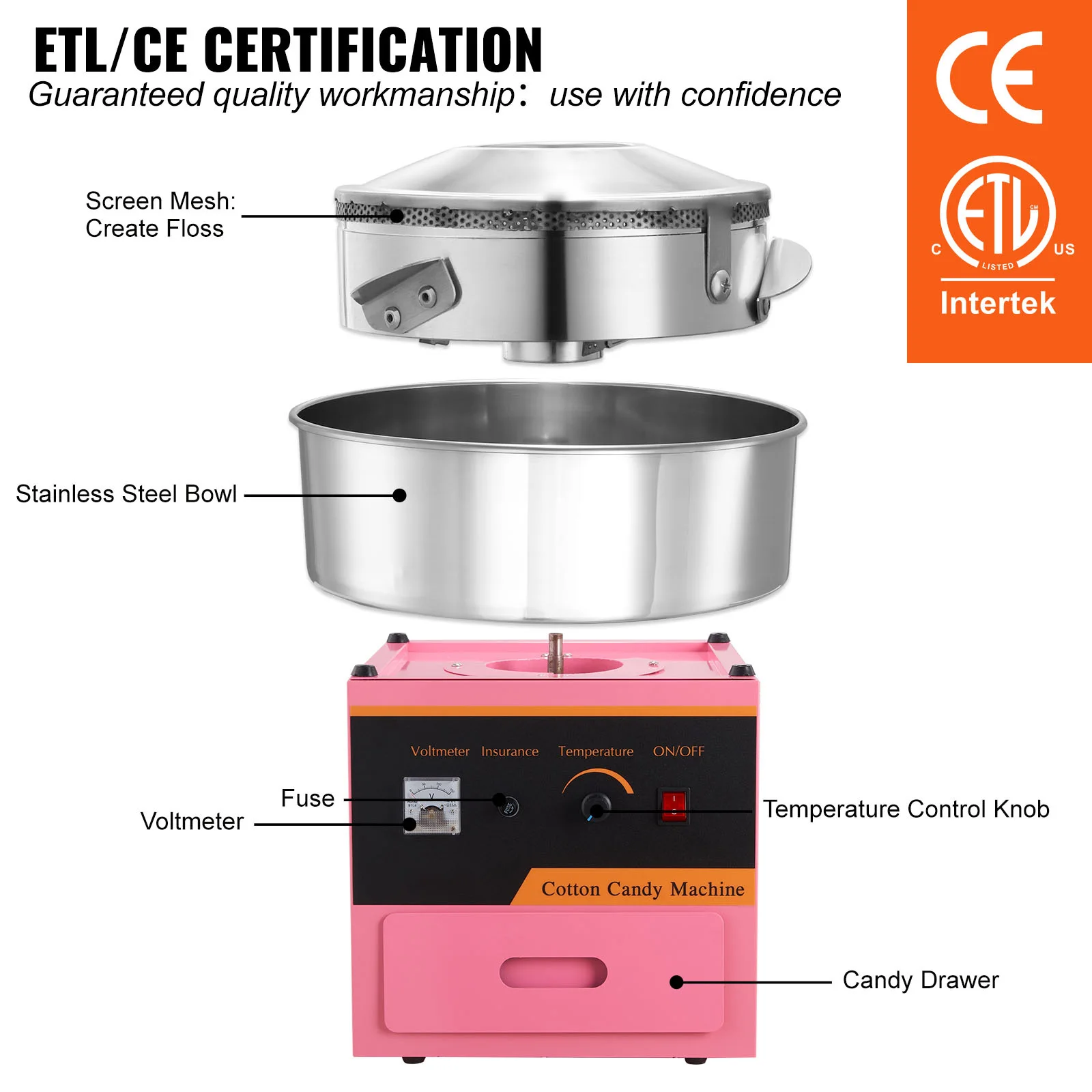 Electric Cotton Candy Machine Commercial Floss Maker