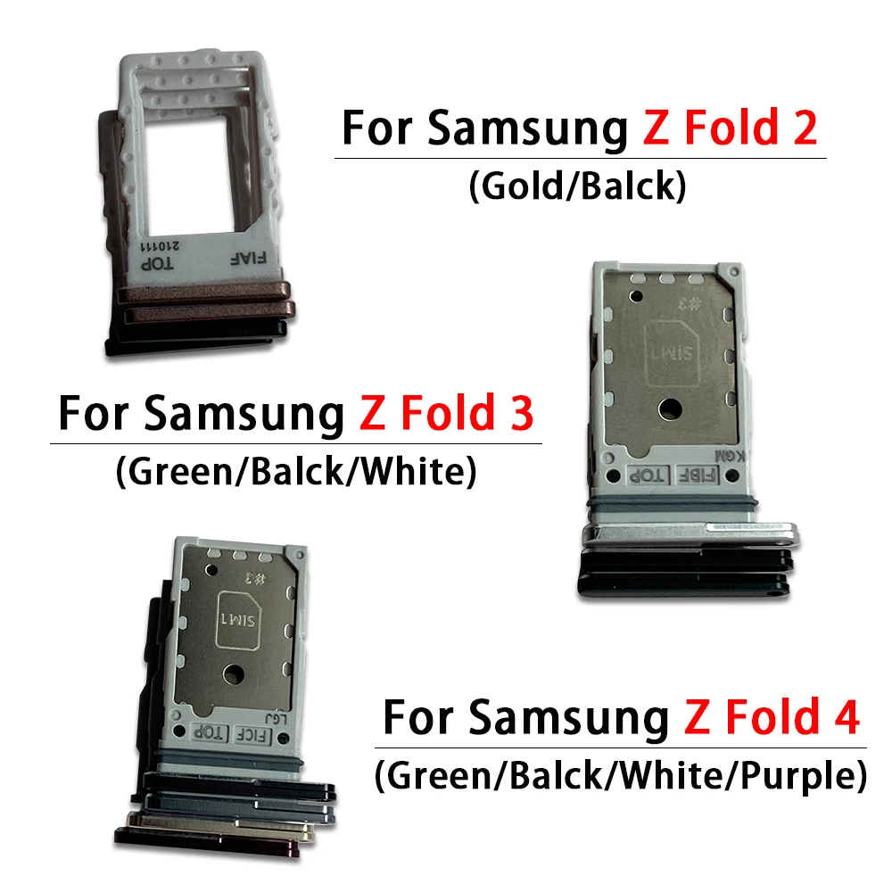 

10Pcs, New Sim Tray Holder For Samsung Z Fold 2 3 4 Fold2 Fold3 Fold4 SIM Card Tray Slot Holder Adapter Socket