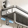 Bathroom Shelf Suction Cup Shampoo Holder Makeup Storage Organizer Aluminum Shower Shelf Bathroom Organizer No Drill Wall Shelf 3