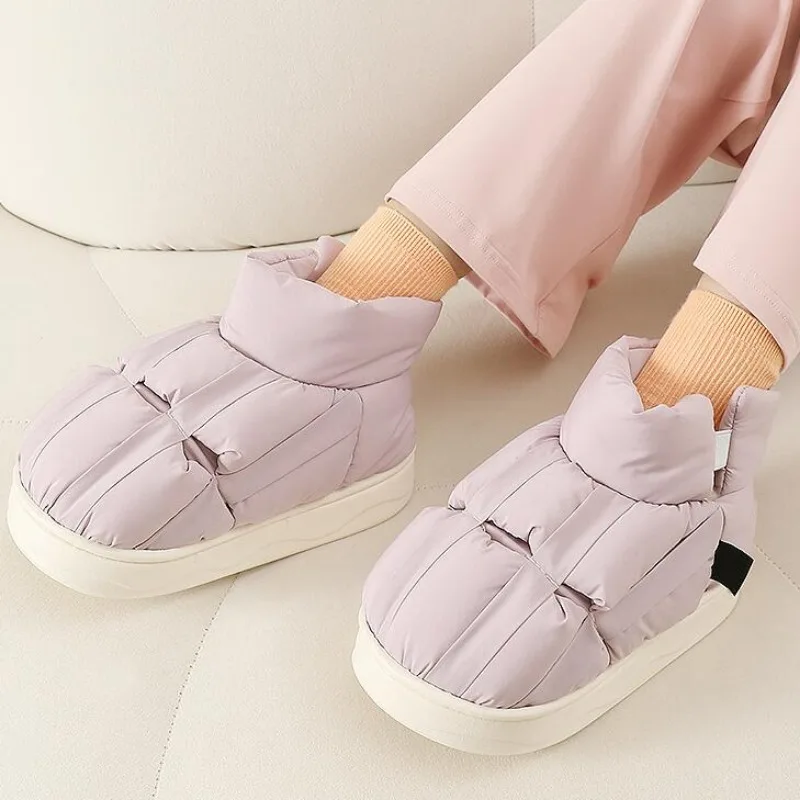 Thick-soled Women Snow Boots Winter Warm Down Non-slip Outdoor Waterproof Cotton Shoes  Soft Plush Couple Chunky Ankle Boot
