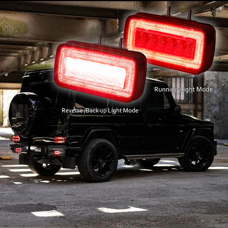NSLUMO Dynamic LED Rear Fog Reverse Light For 1986-2018 Mercedes B/enz W463 G-Class G500 G550 G55 G63 AMG 2pcs 3 In 1 Halo Tail Brake Turn Signal Light